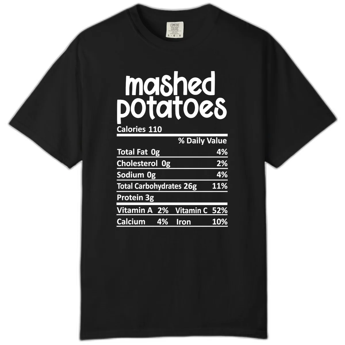 Mashed Potatoes Nutrition Facts Comfort Color in Black