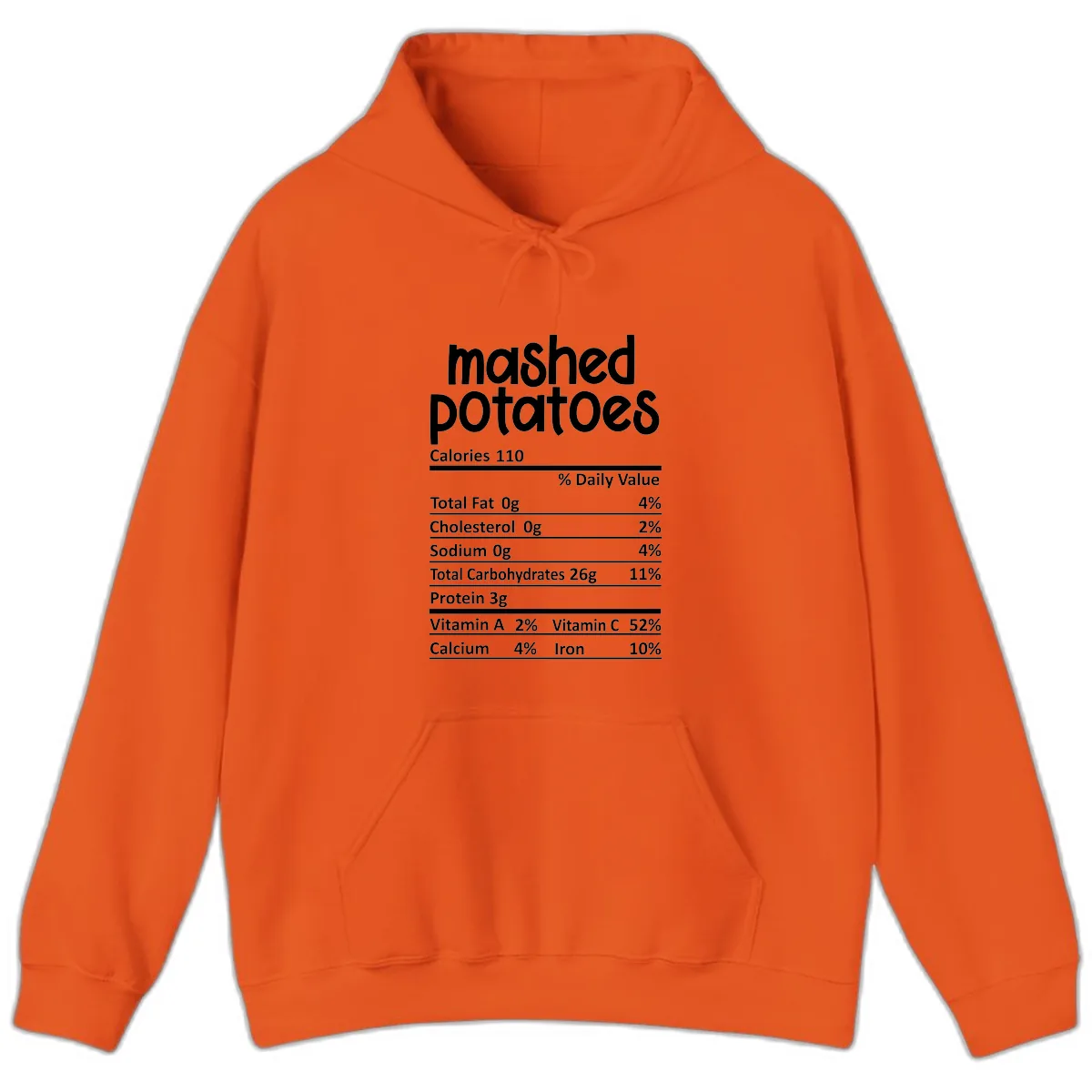 Mashed Potatoes Nutrition Facts Hoodie in Orange