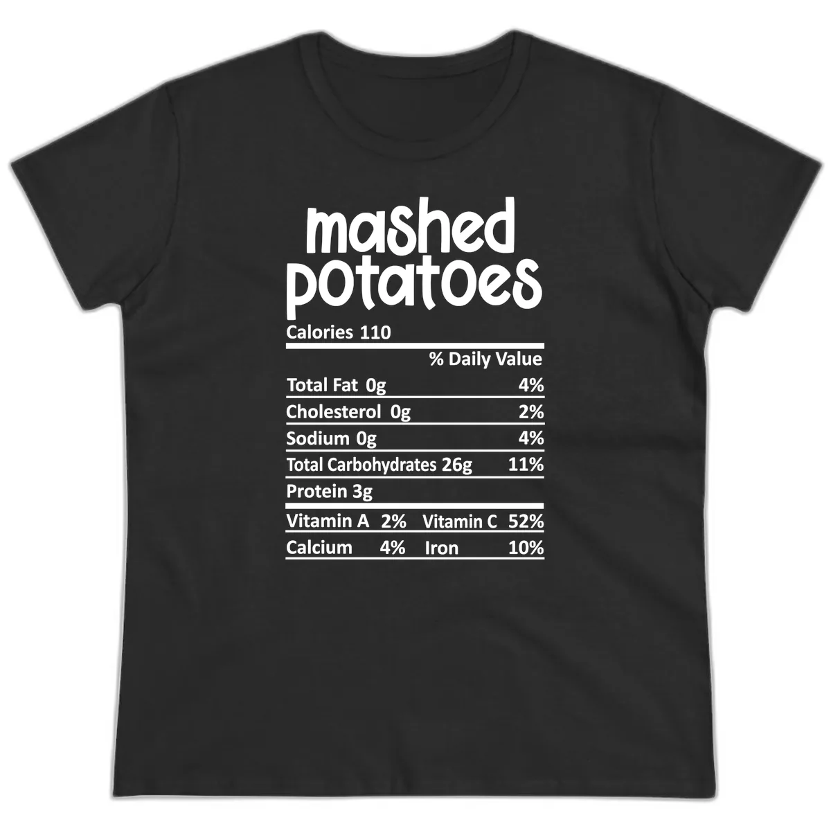 Mashed Potatoes Nutrition Facts Ladies Tee in Black
