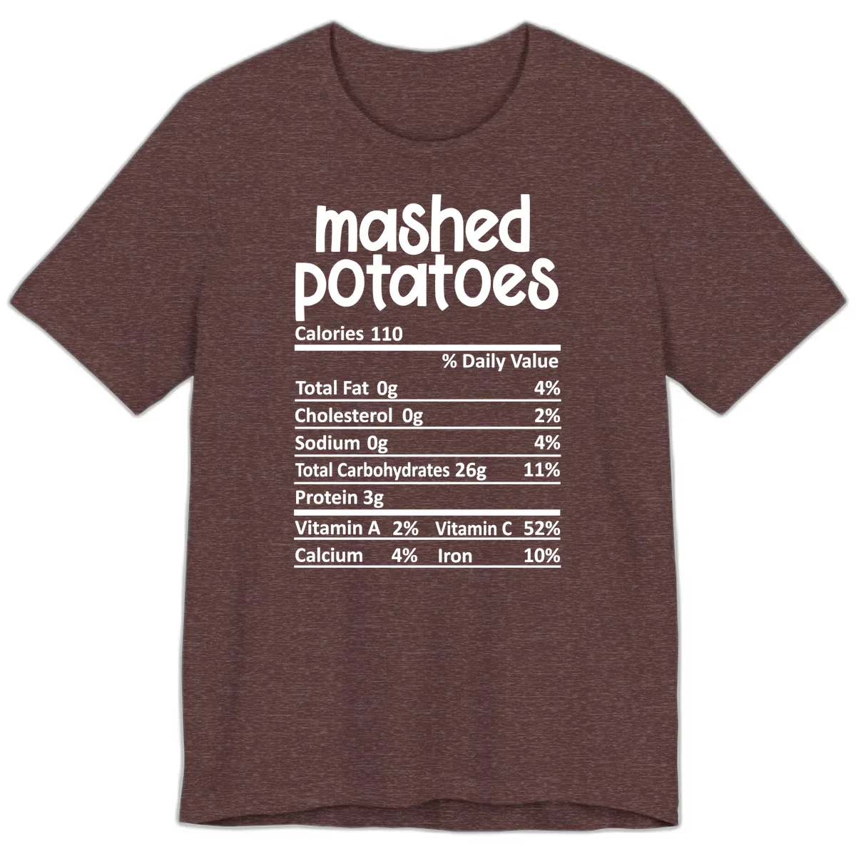 Mashed Potatoes Nutrition Facts Premium T-Shirt in Heather Maroon