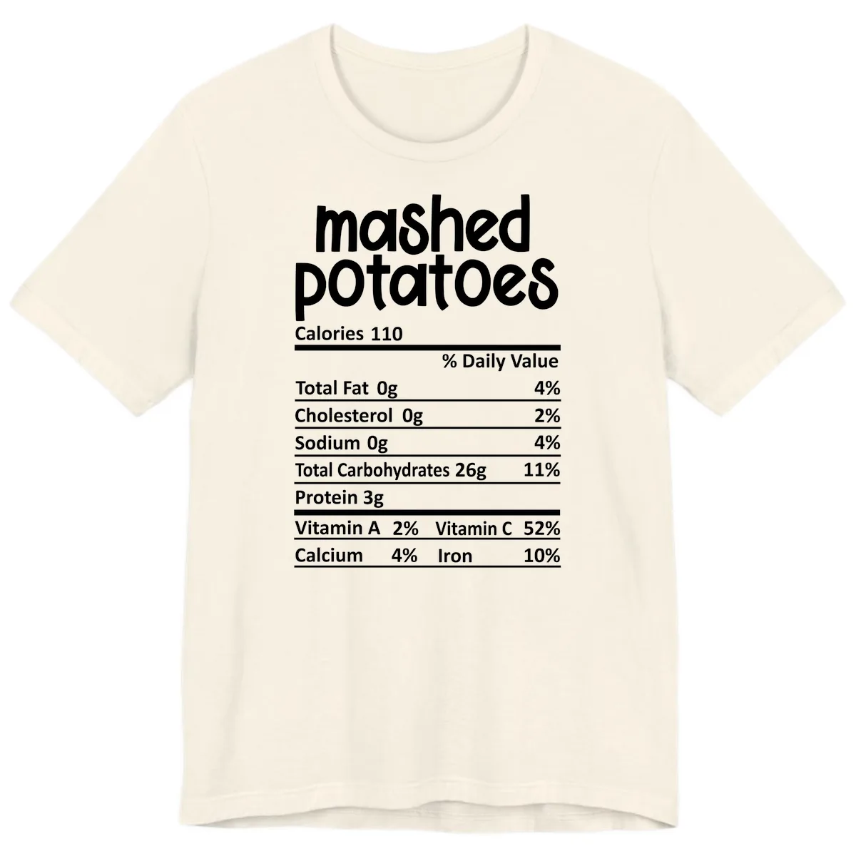 Mashed Potatoes Nutrition Facts Premium T-Shirt in Natural