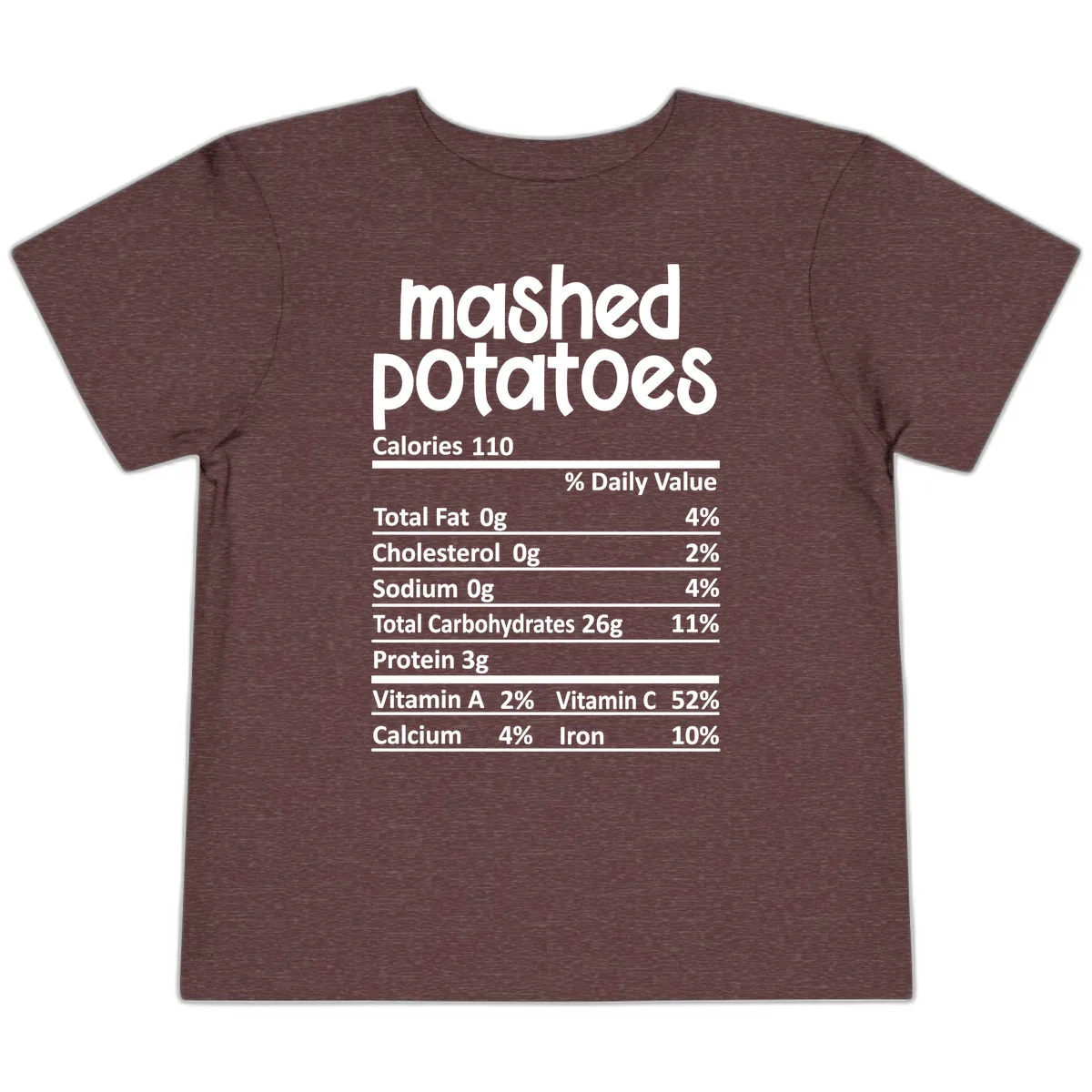 Mashed Potatoes Nutrition Facts Toddler T-Shirt in Heather Maroon