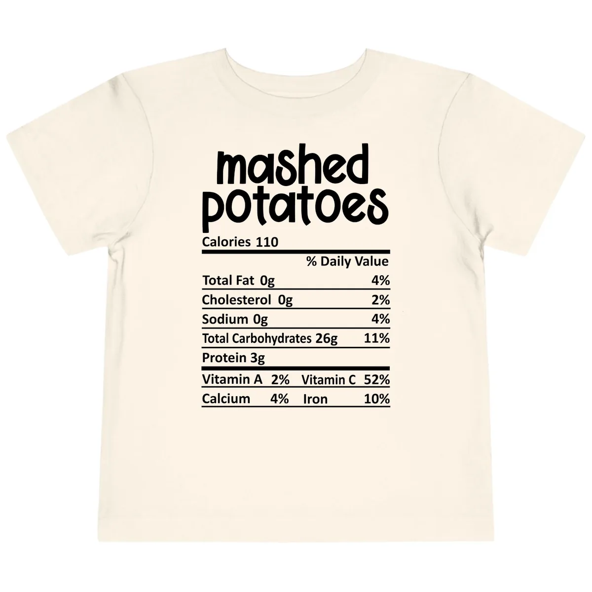 Mashed Potatoes Nutrition Facts Toddler T-Shirt in Natural