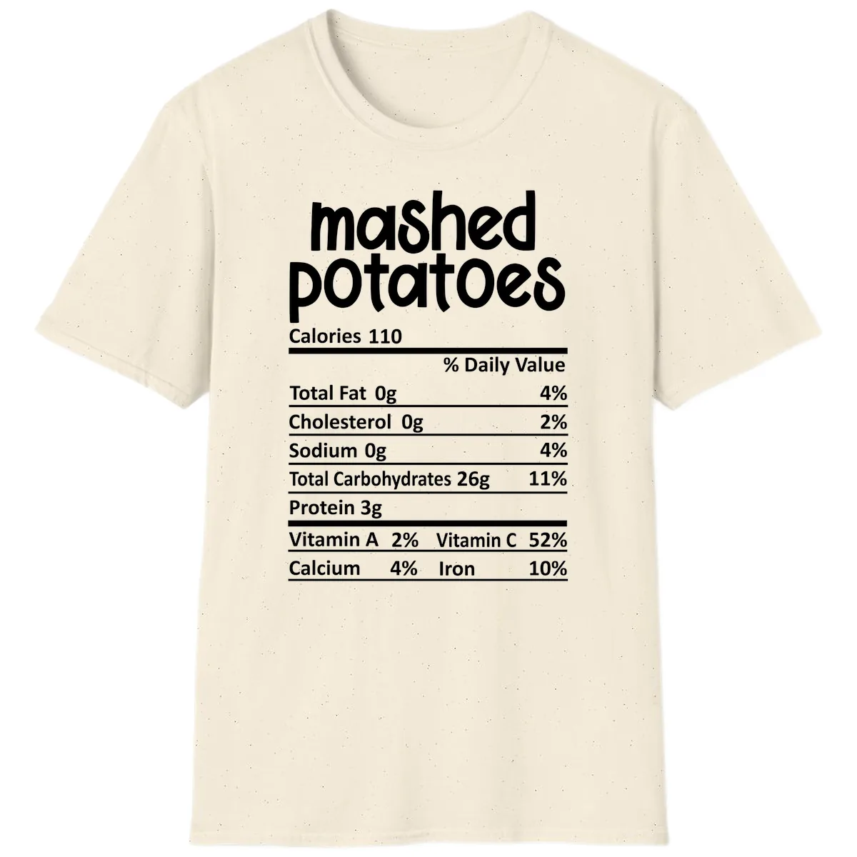 Mashed Potatoes Nutrition Facts T-Shirt in Natural