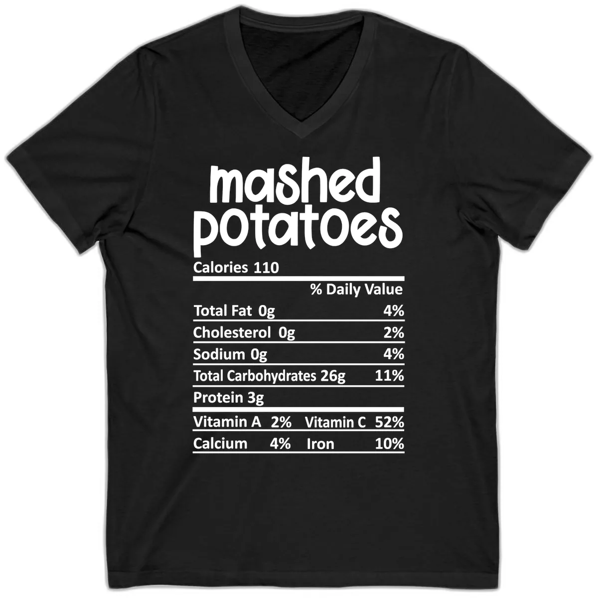 Mashed Potatoes Nutrition Facts V-Neck in Black