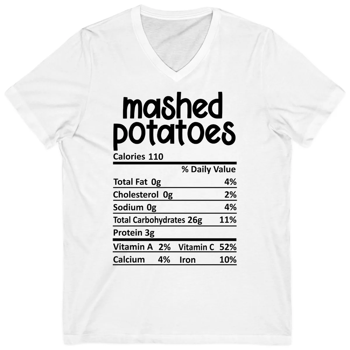 Mashed Potatoes Nutrition Facts V-Neck in White