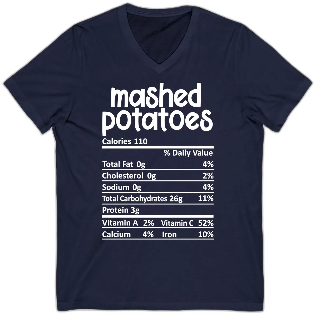 Mashed Potatoes Nutrition Facts V-Neck in Navy