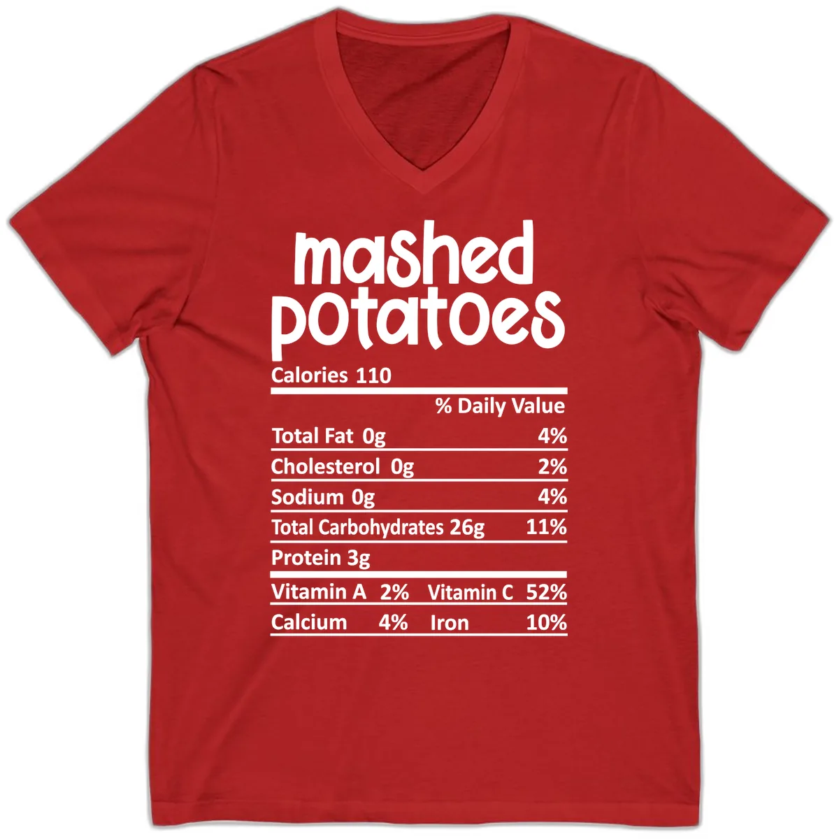 Mashed Potatoes Nutrition Facts V-Neck in Red