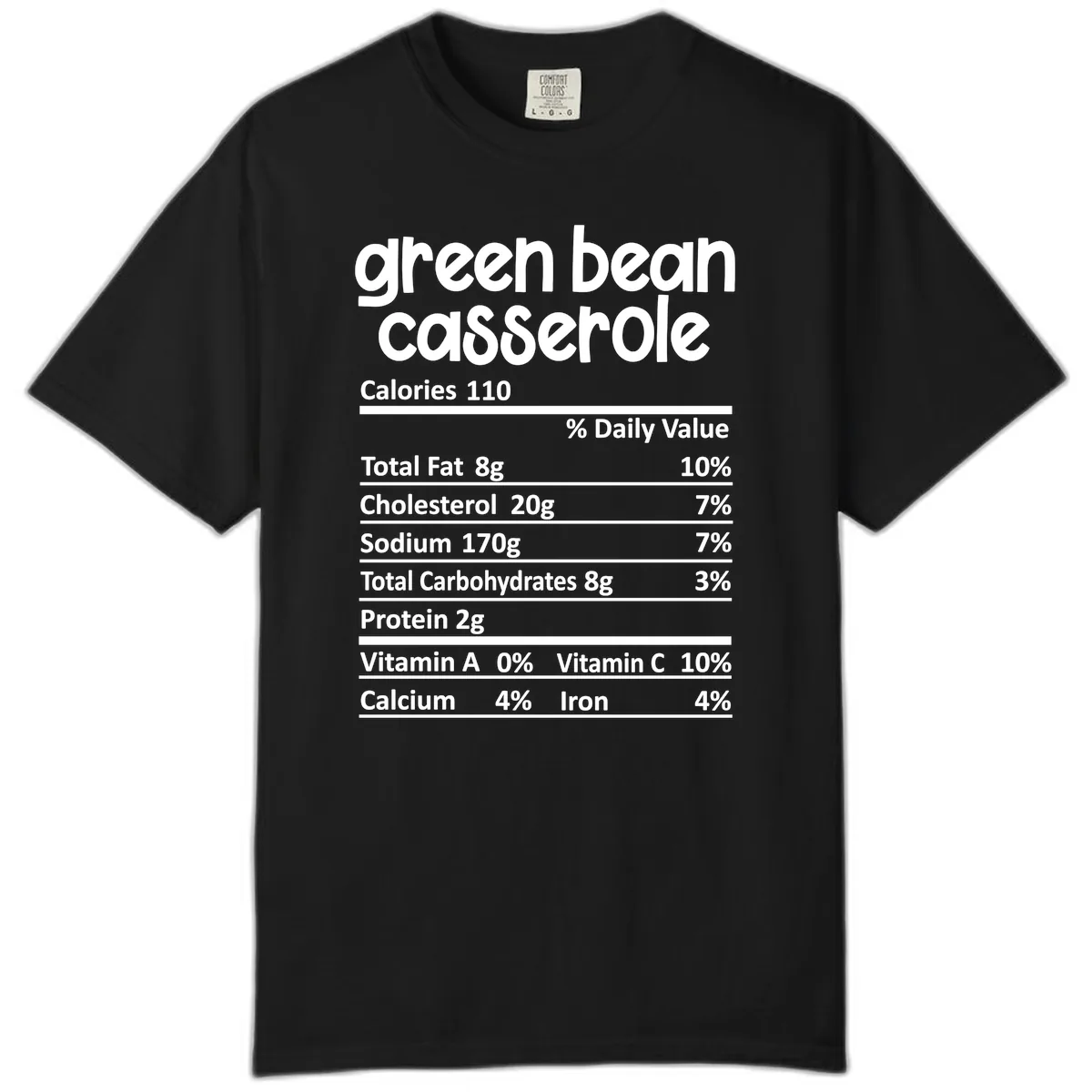 Green Bean Casserole Nutrition Label Comfort Color in Black