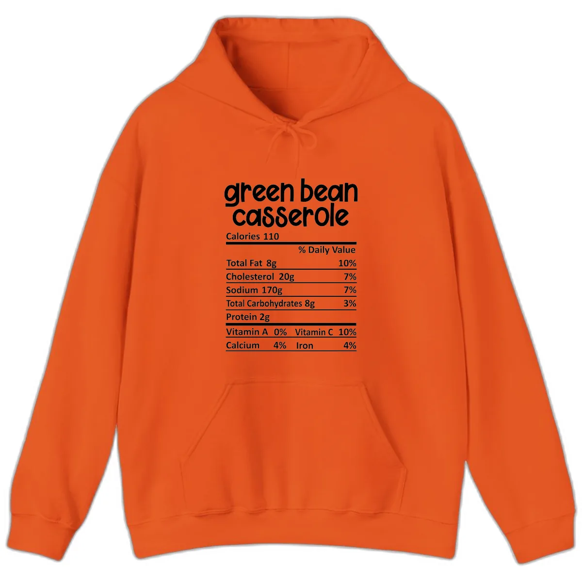 Green Bean Casserole Nutrition Label Hoodie in Orange