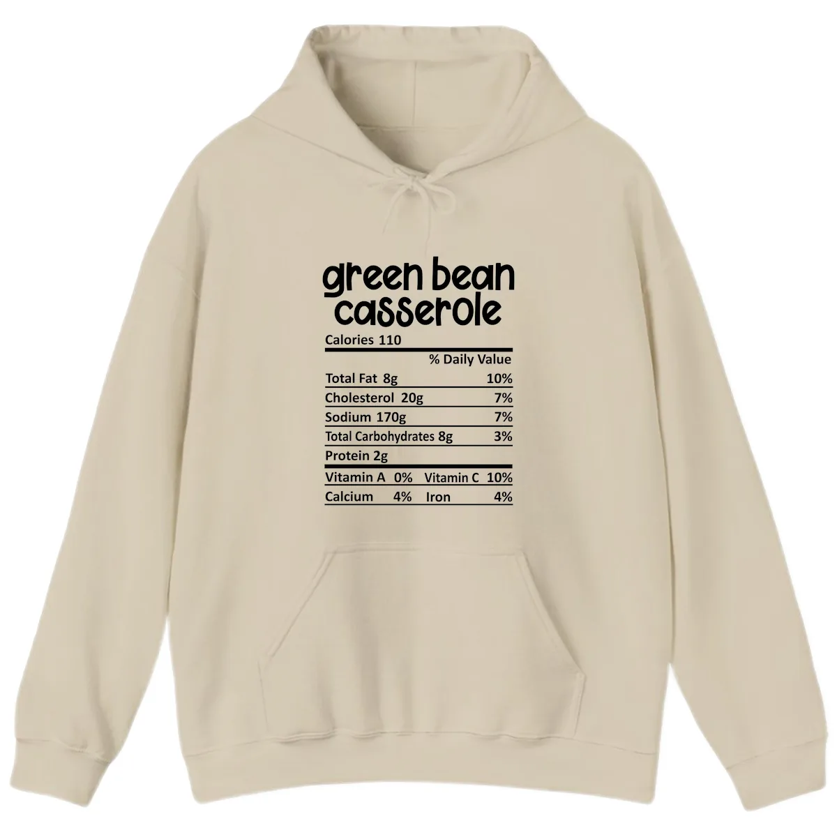Green Bean Casserole Nutrition Label Hoodie in Sand
