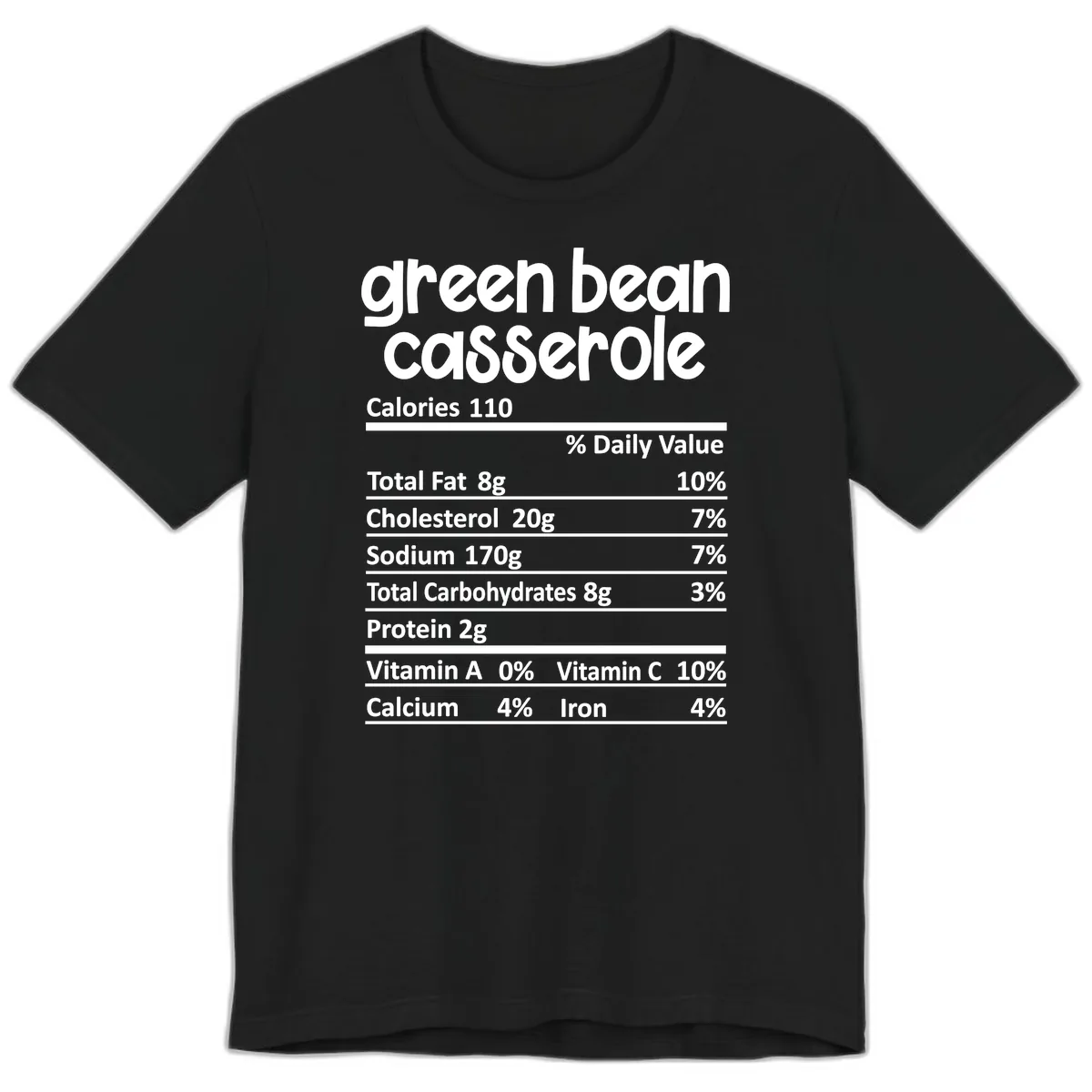 Green Bean Casserole Nutrition Label Premium T-Shirt in Black