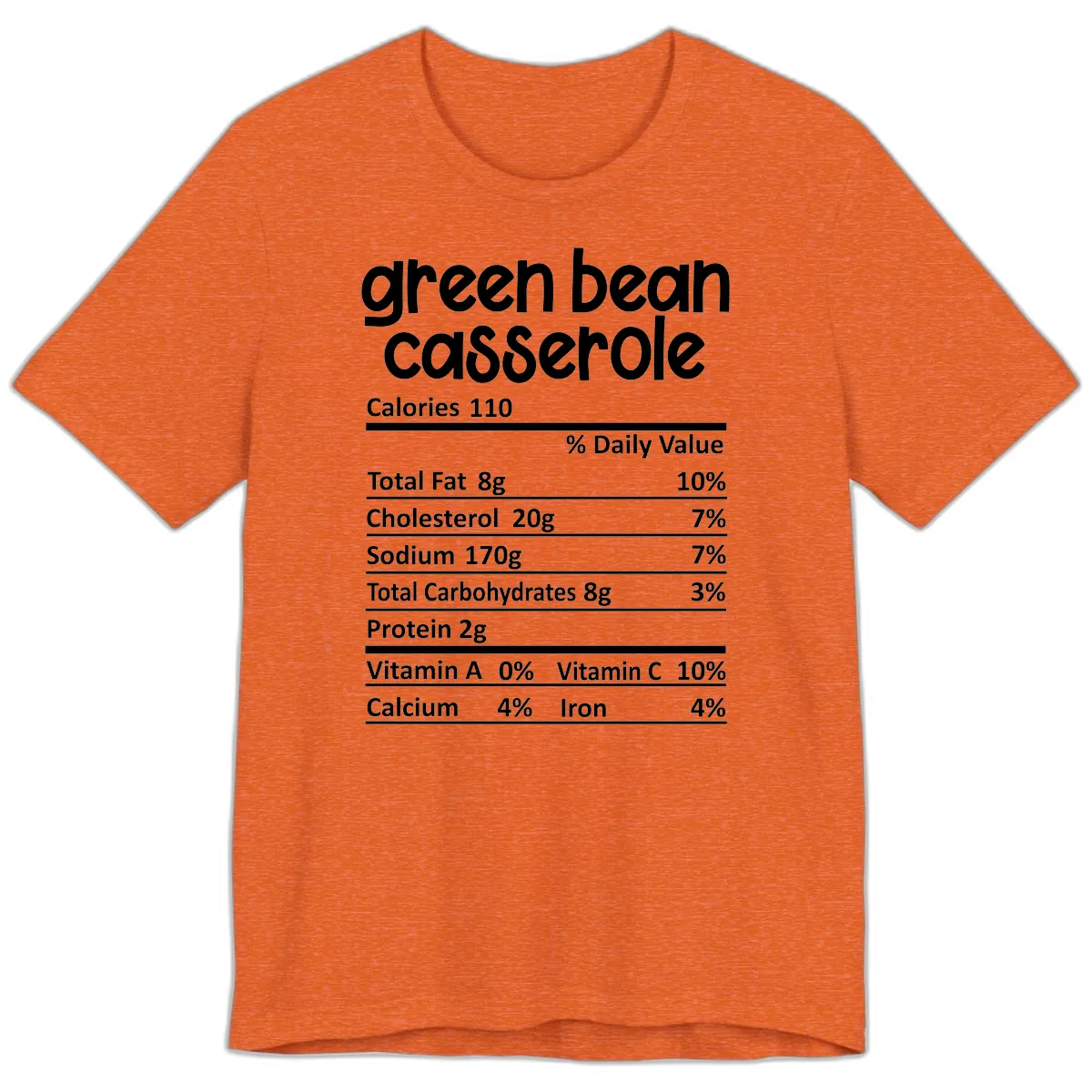 Green Bean Casserole Nutrition Label Premium T-Shirt in Heather Orange
