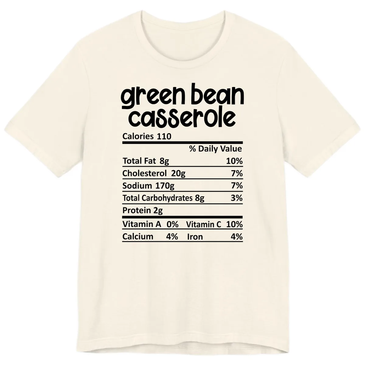 Green Bean Casserole Nutrition Label Premium T-Shirt in Natural