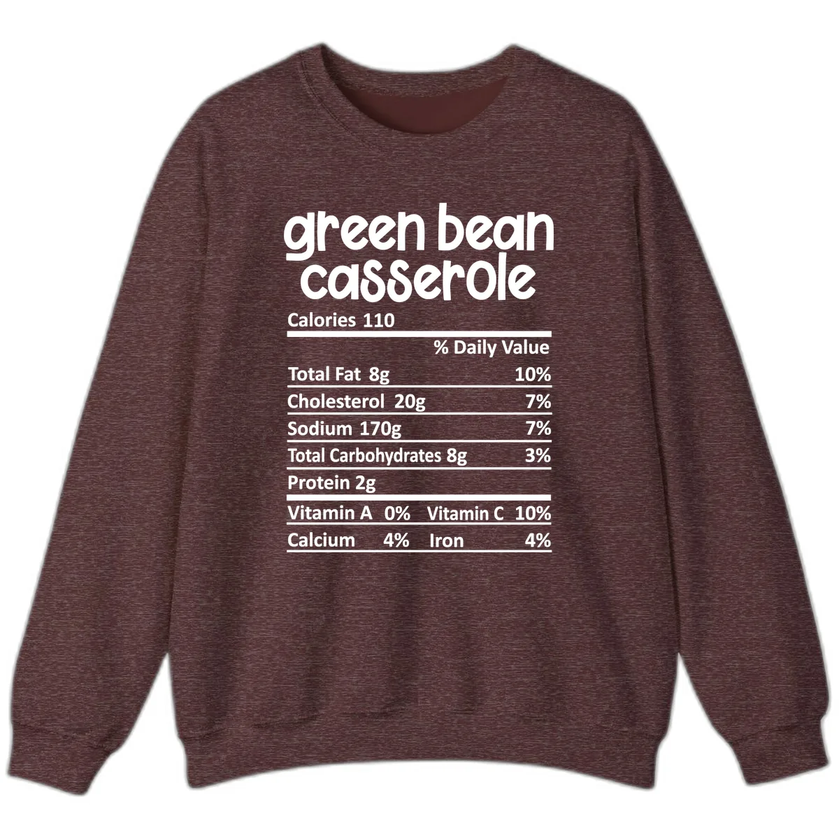 Green Bean Casserole Nutrition Label Sweatshirt in Heather Sport Dark Maroon