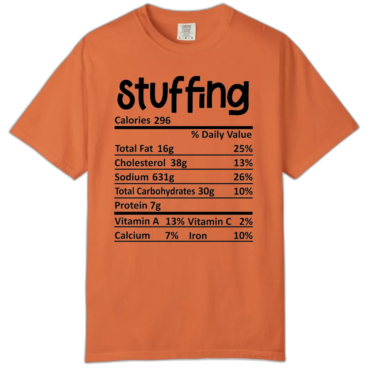 Stuffing Nutrition Facts Comfort Color in Burnt Orange