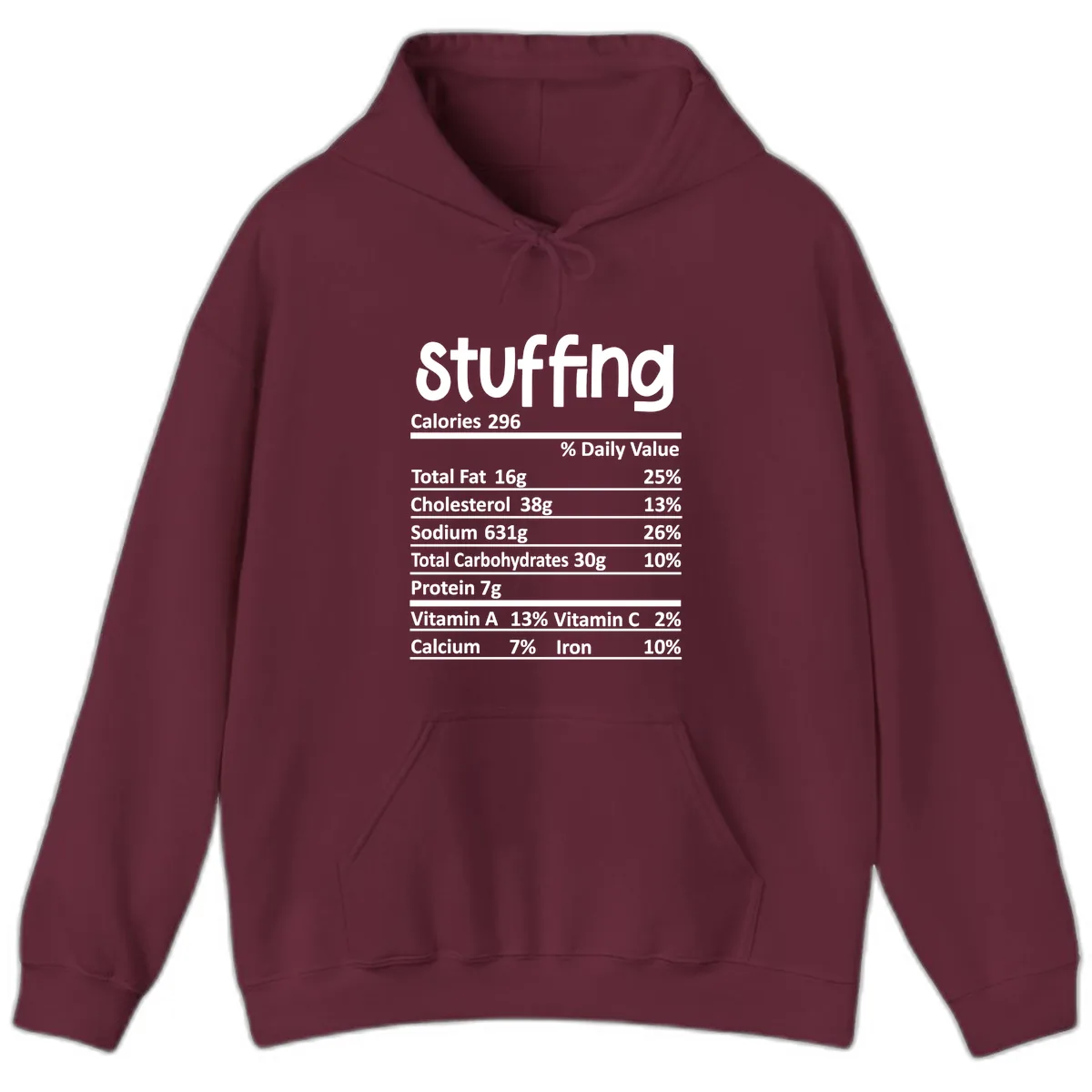 Stuffing Nutrition Facts Hoodie in Maroon