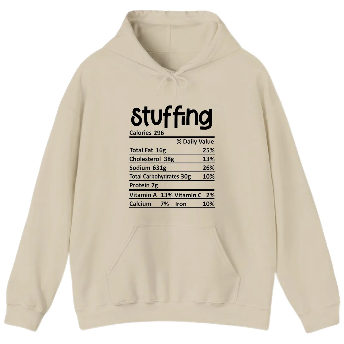 Stuffing Nutrition Facts Hoodie in Sand