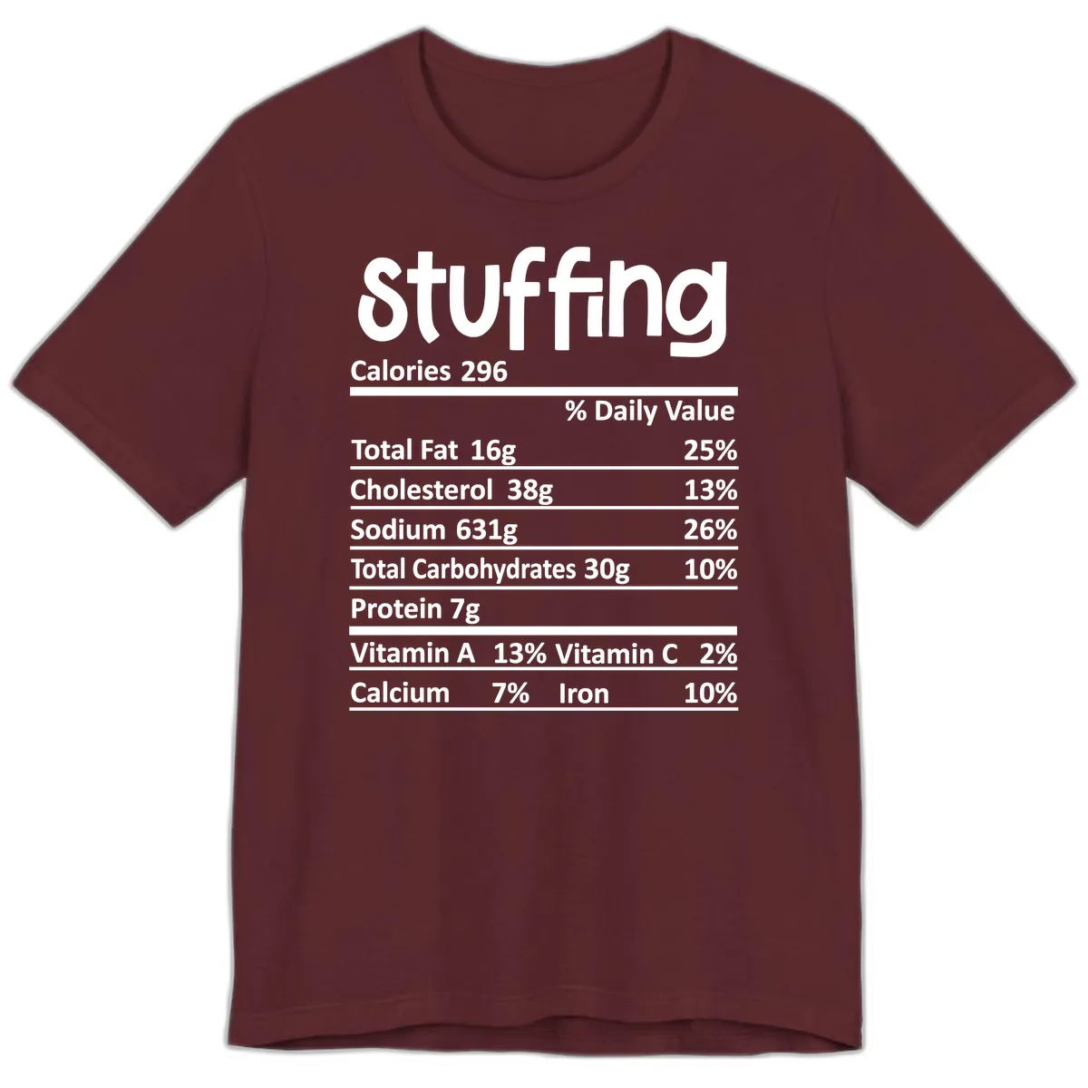 Stuffing Nutrition Facts Premium T-Shirt in Maroon