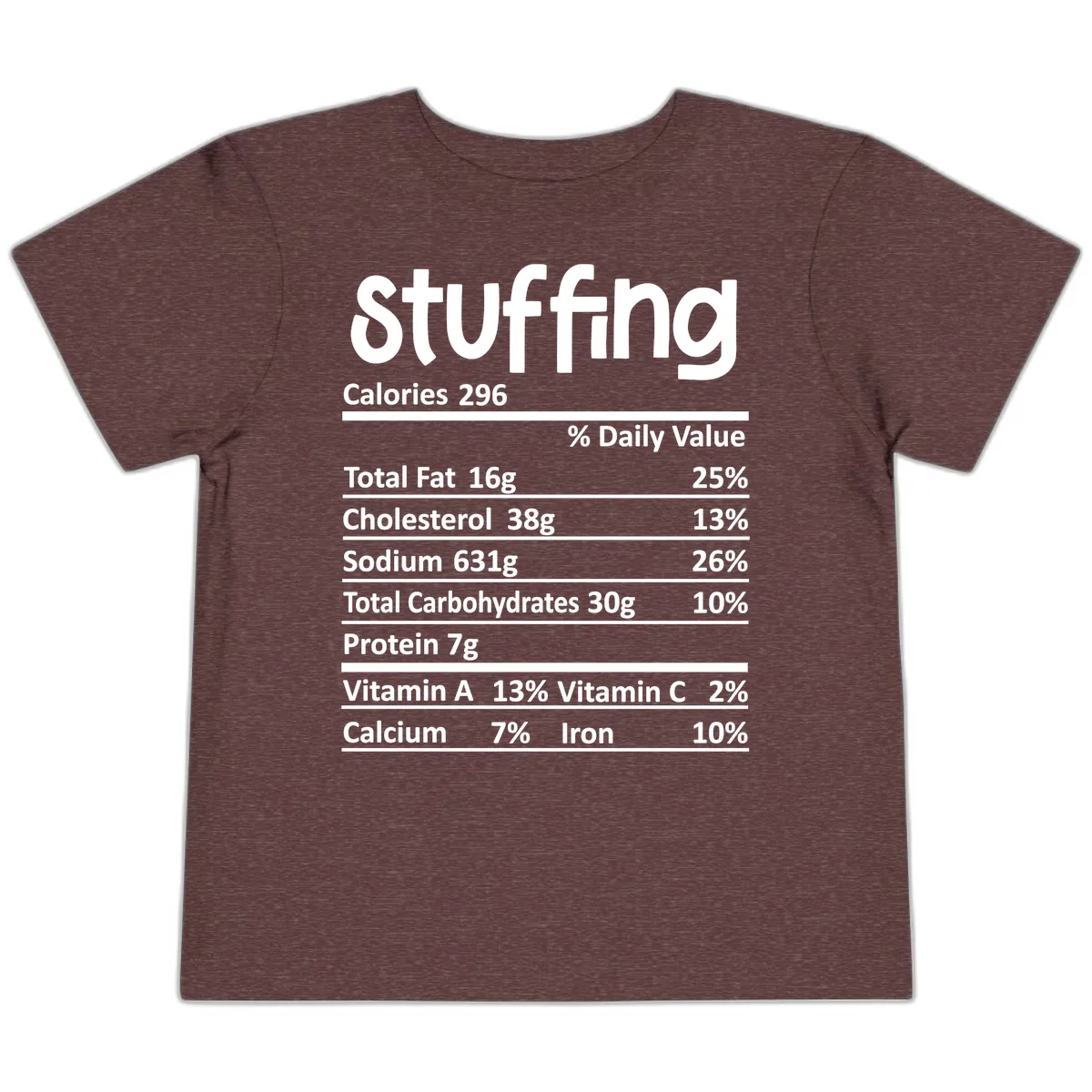 Stuffing Nutrition Facts Toddler T-Shirt in Heather Maroon