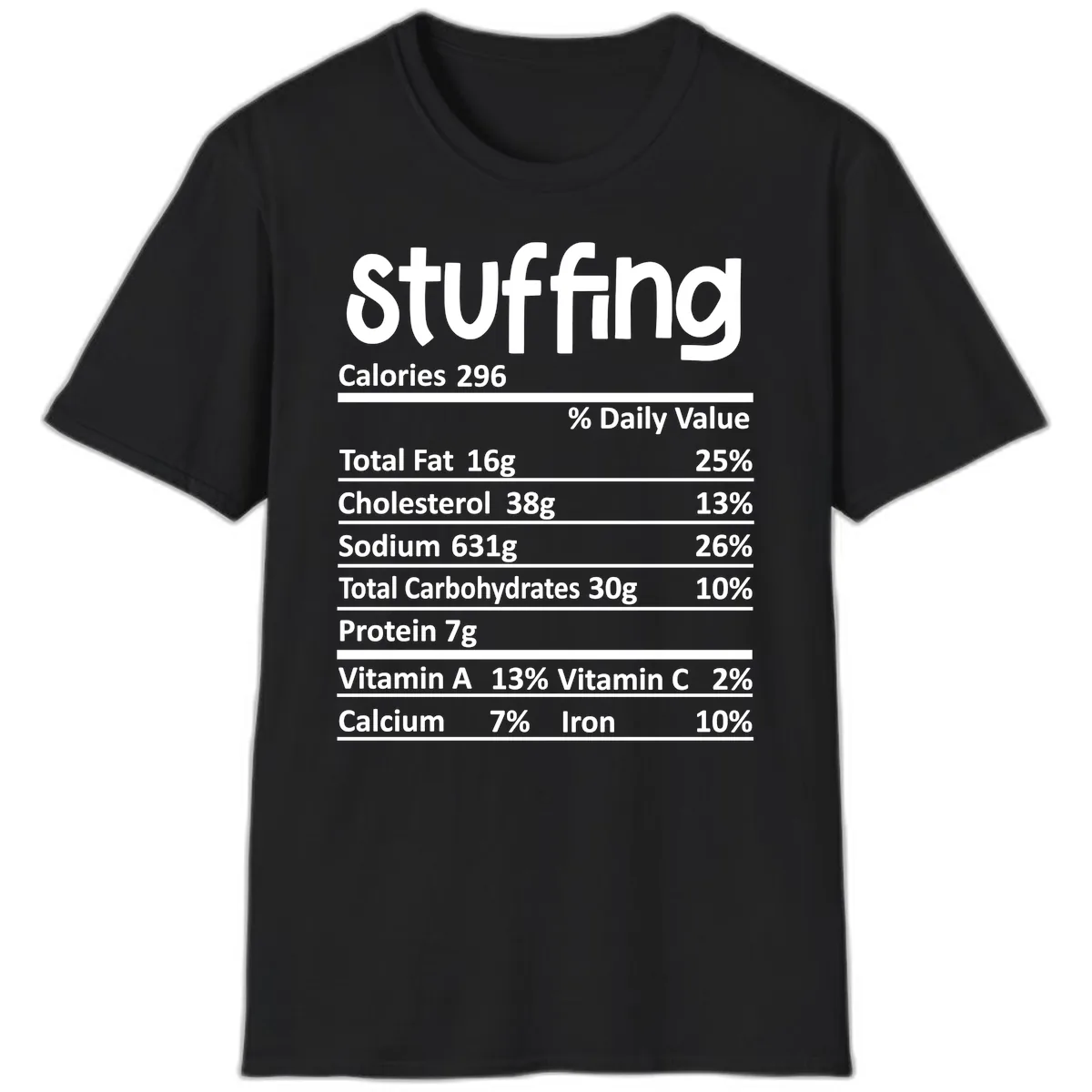 Stuffing Nutrition Facts T-Shirt in Black