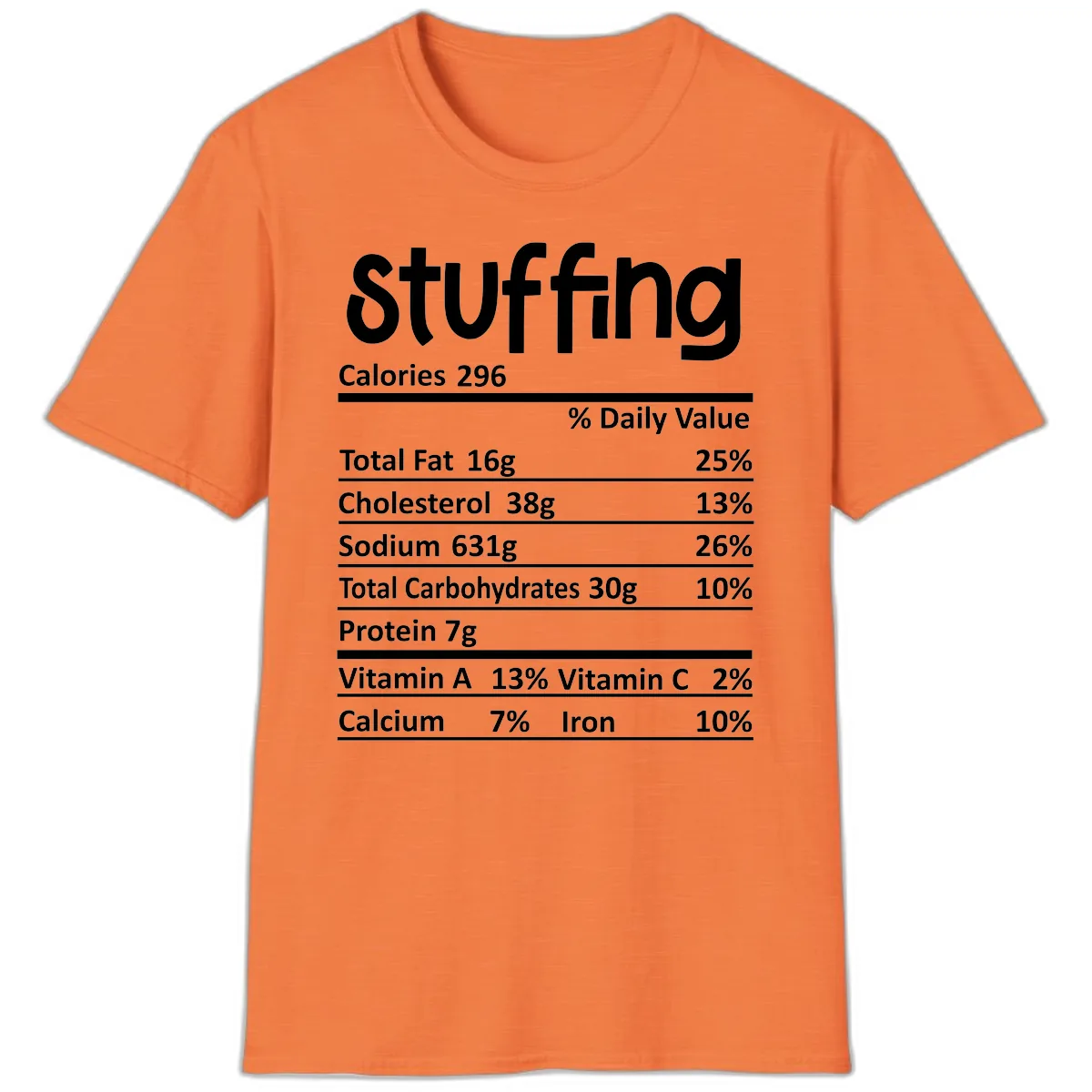 Stuffing Nutrition Facts T-Shirt in Heather Orange