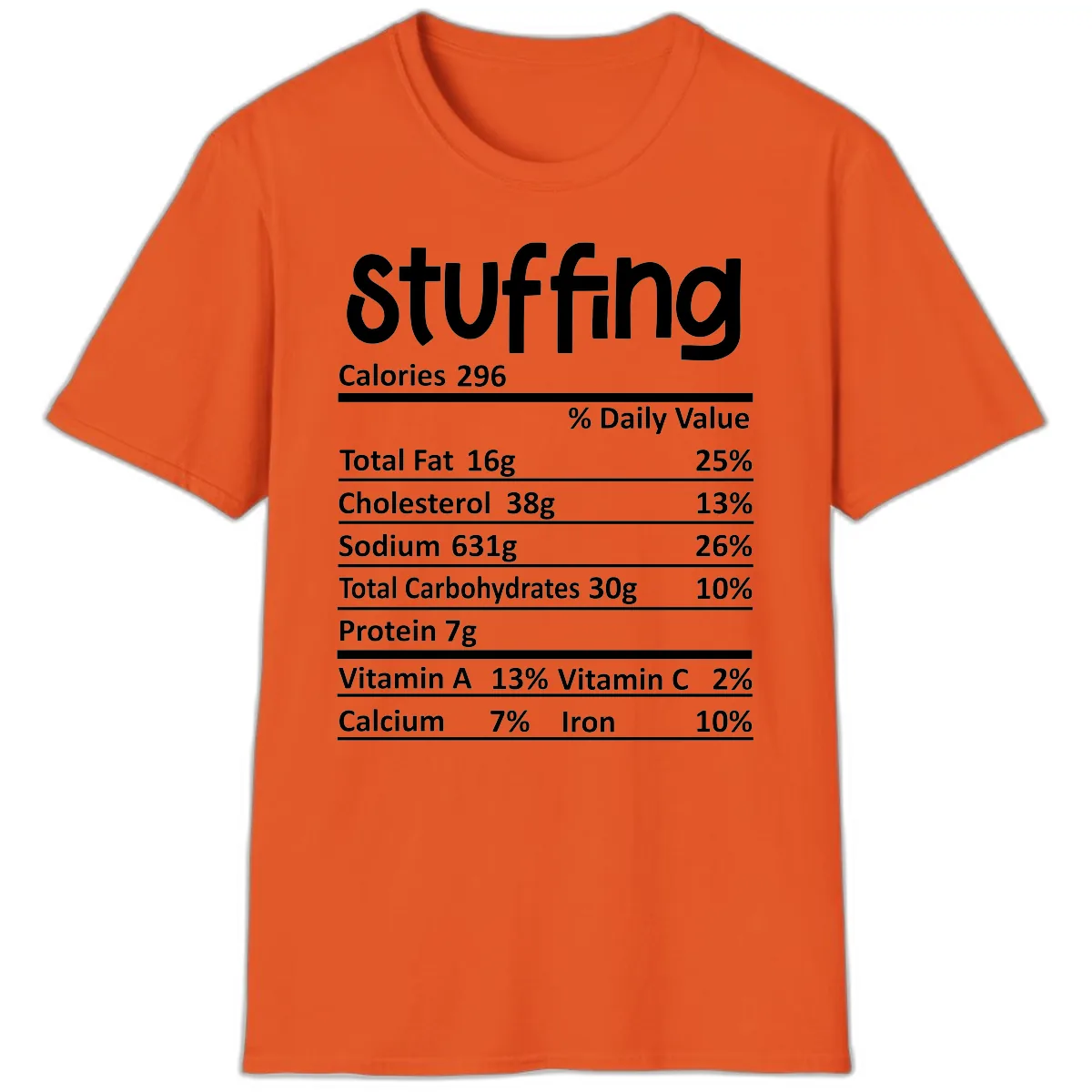 Stuffing Nutrition Facts T-Shirt in Orange