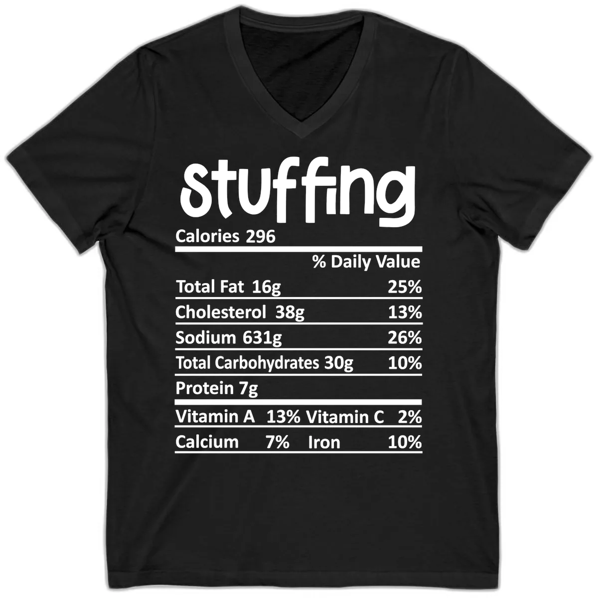 Stuffing Nutrition Facts V-Neck in Black