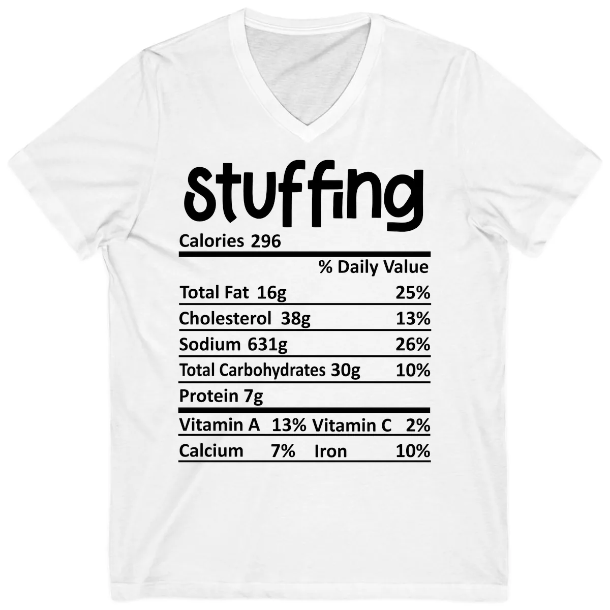 Stuffing Nutrition Facts V-Neck in White