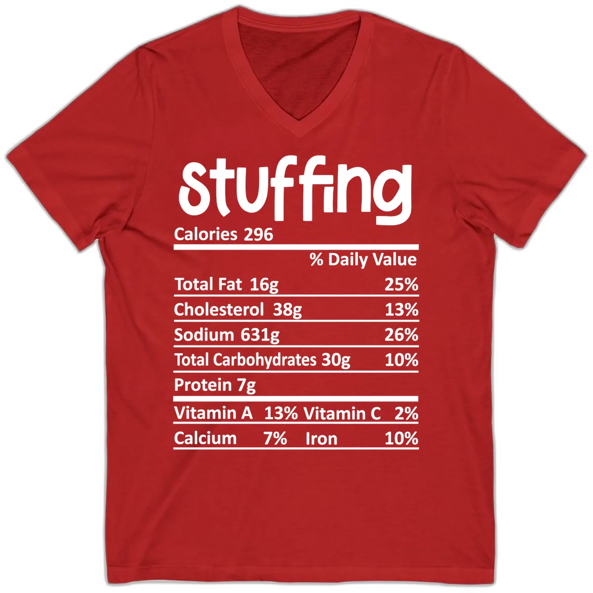 Stuffing Nutrition Facts V-Neck in Red