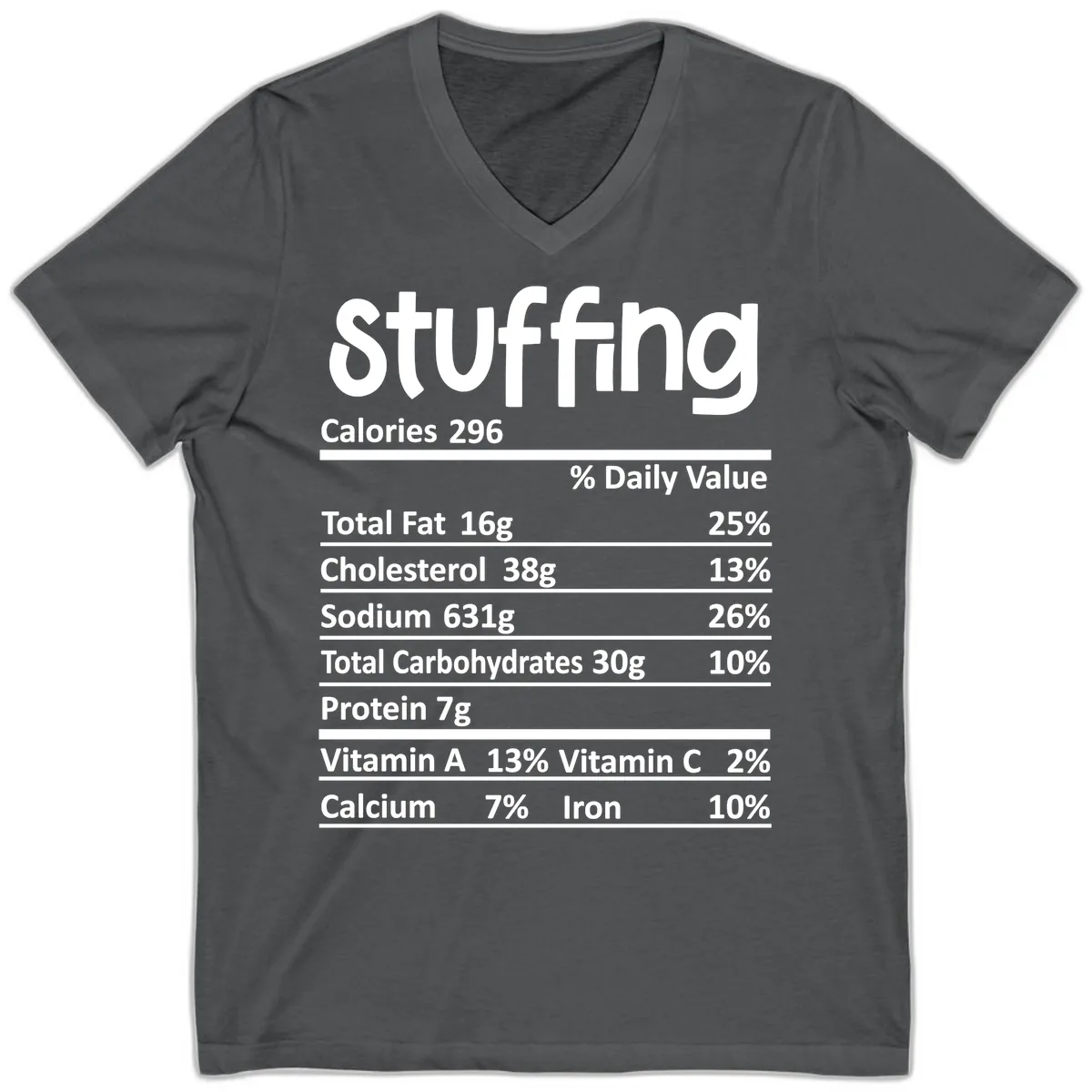 Stuffing Nutrition Facts V-Neck in Asphalt