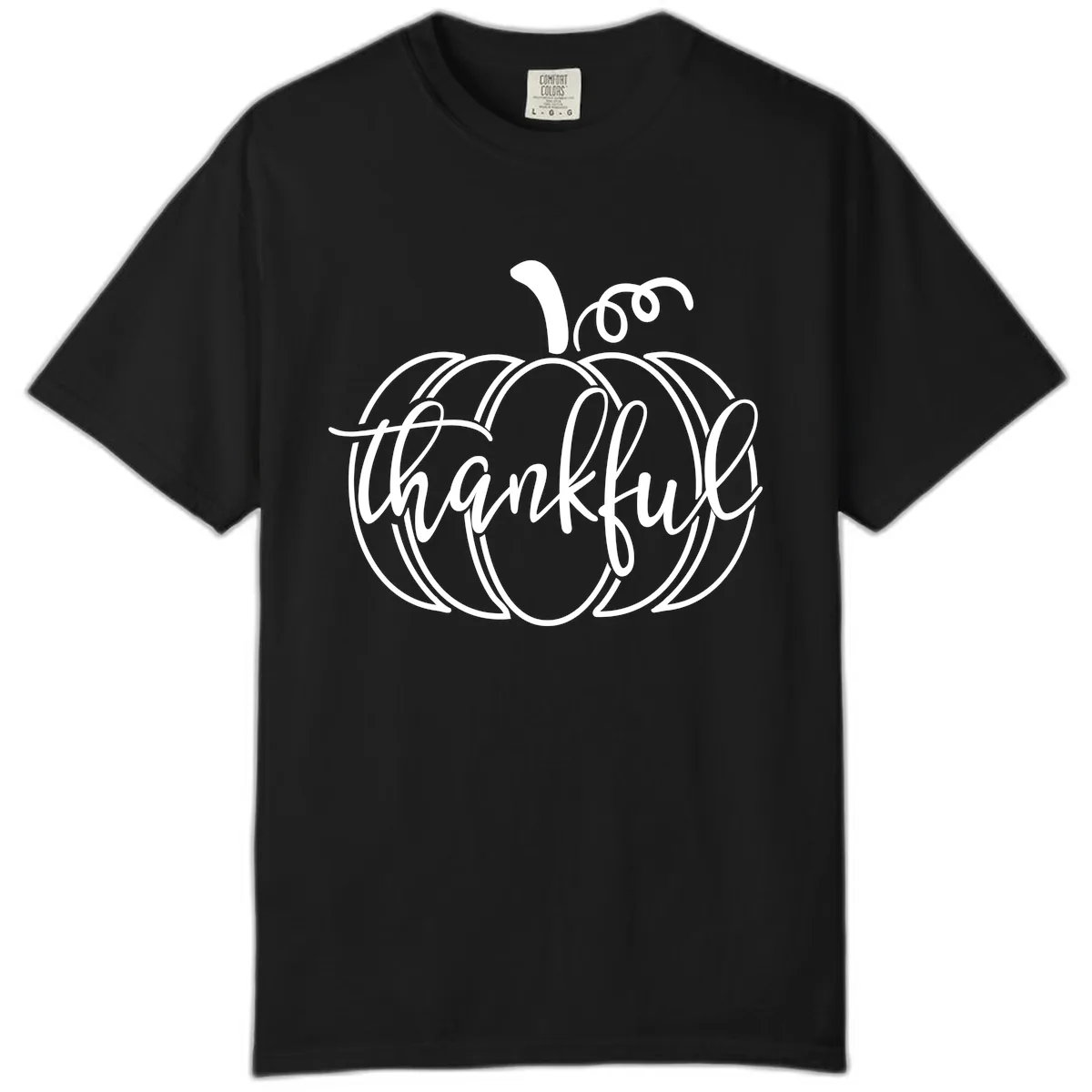 Pumpkin Thankful Script Design Comfort Color in Black