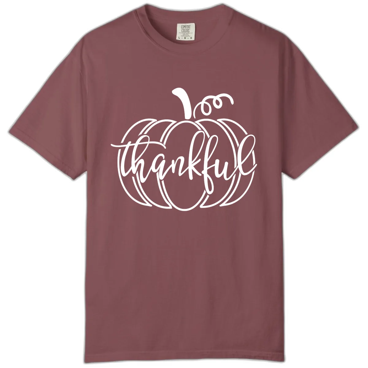 Pumpkin Thankful Script Design Comfort Color in Brick