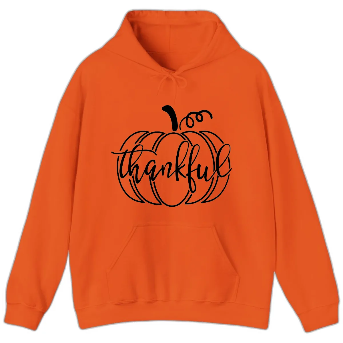 Pumpkin Thankful Script Design Hoodie in Orange