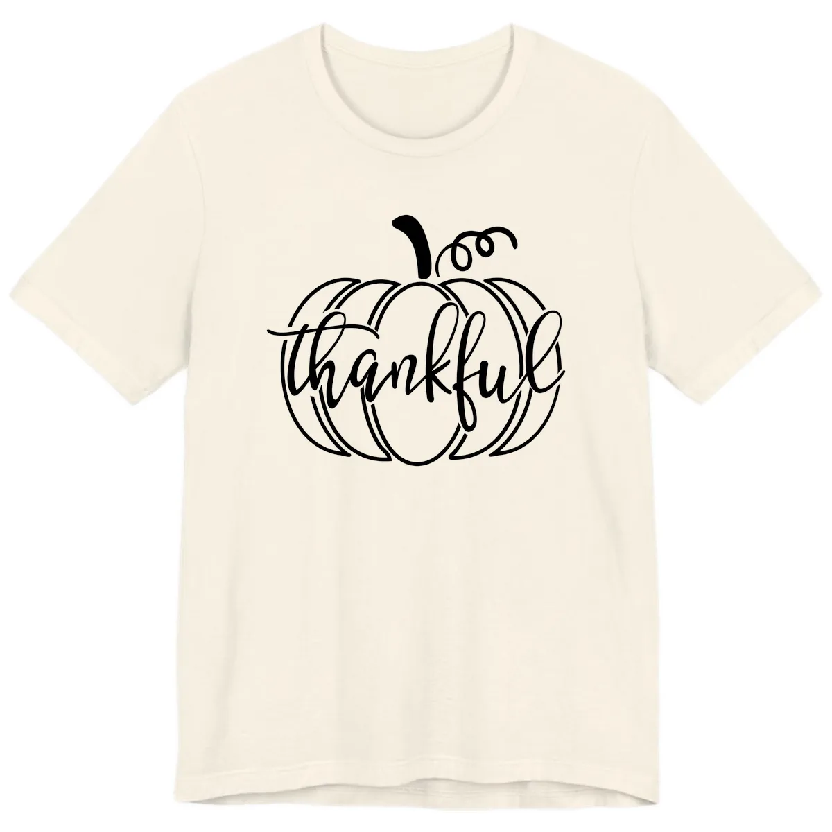 Pumpkin Thankful Script Design Premium T-Shirt in Natural