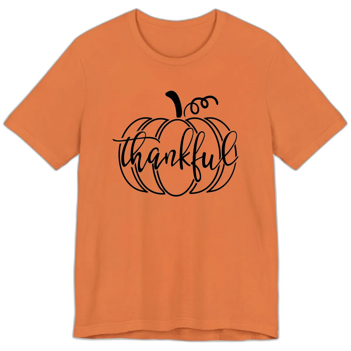 Pumpkin Thankful Script Design Premium T-Shirt in Burnt Orange