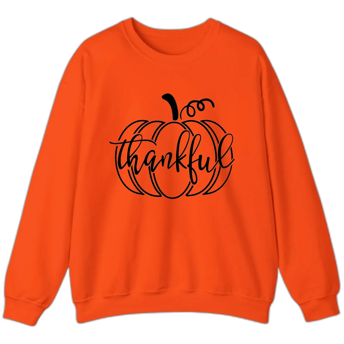 Pumpkin Thankful Script Design Sweatshirt in Orange
