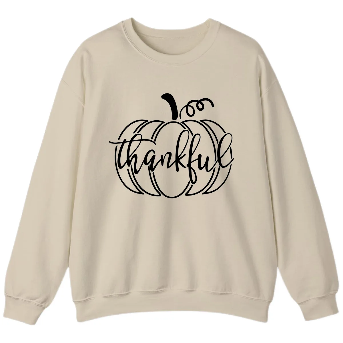 Pumpkin Thankful Script Design Sweatshirt in Sand