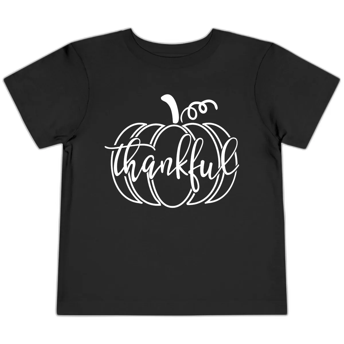 Pumpkin Thankful Script Design Toddler T-Shirt in Black