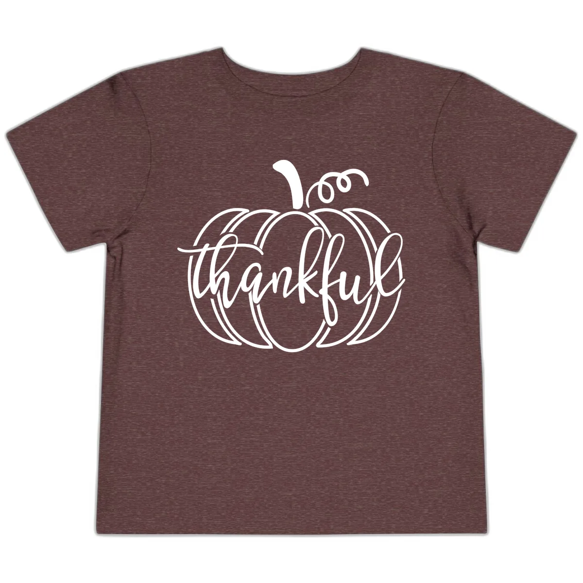 Pumpkin Thankful Script Design Toddler T-Shirt in Heather Maroon