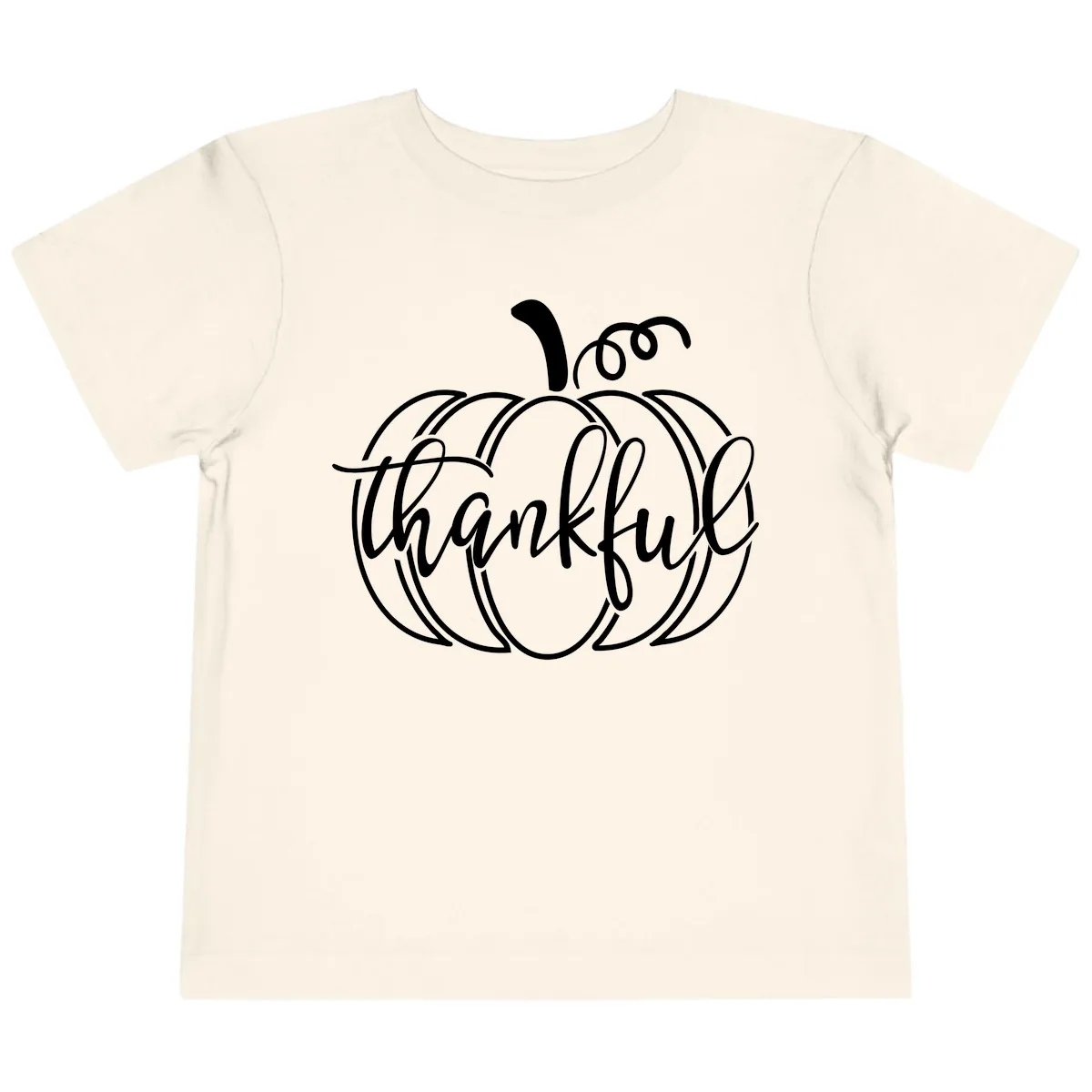 Pumpkin Thankful Script Design Toddler T-Shirt in Natural