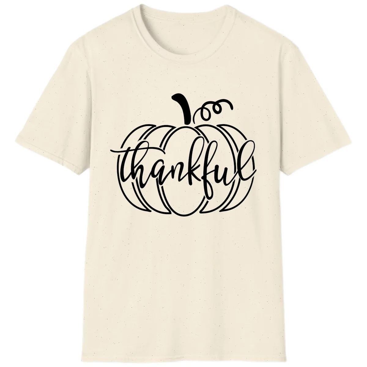 Pumpkin Thankful Script Design T-Shirt in Natural