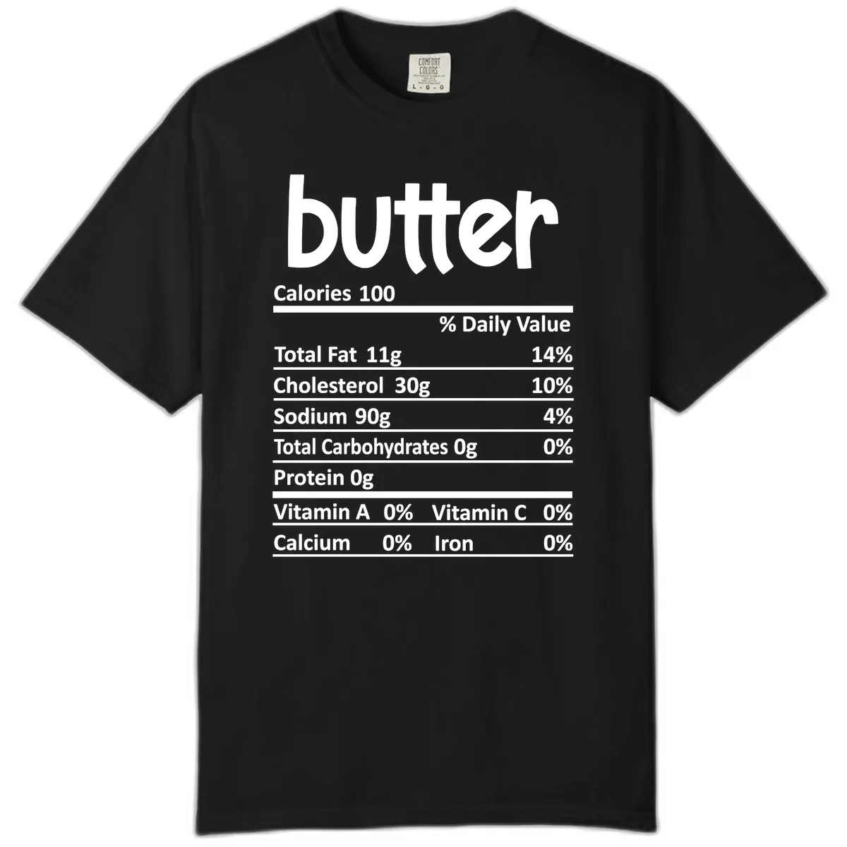 Butter Nutrition Facts Comfort Color in Black