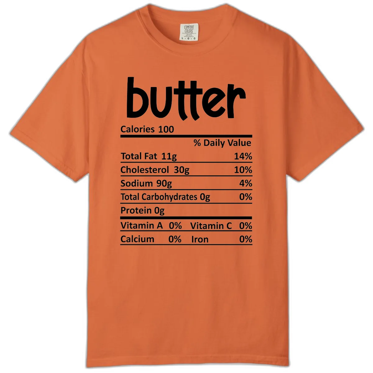 Butter Nutrition Facts Comfort Color in Burnt Orange