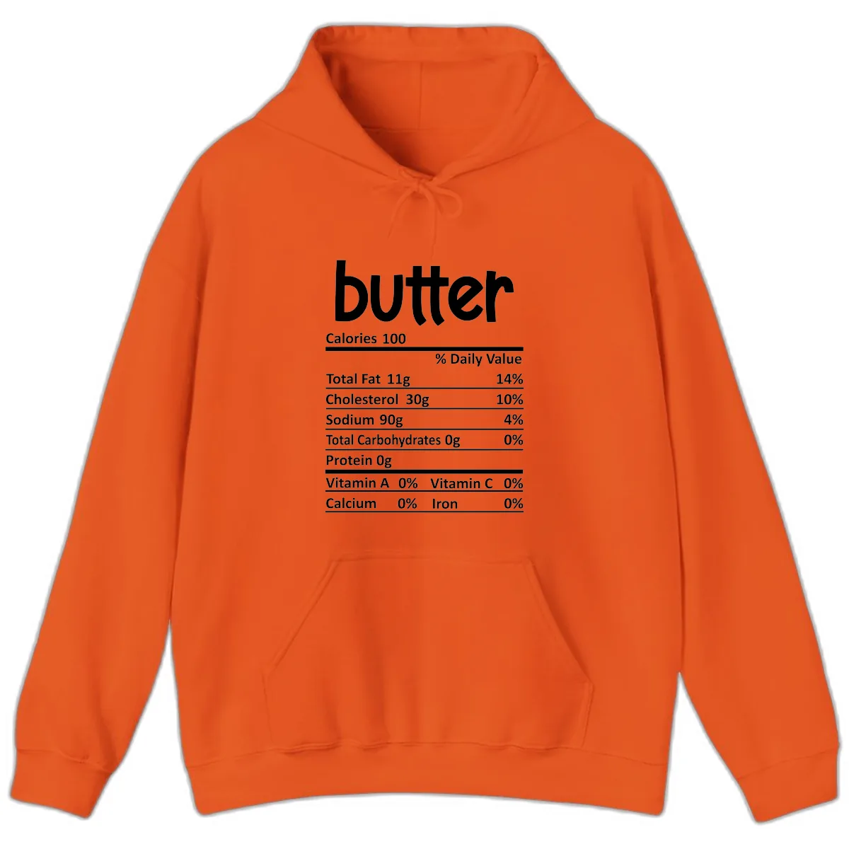 Butter Nutrition Facts Hoodie in Orange