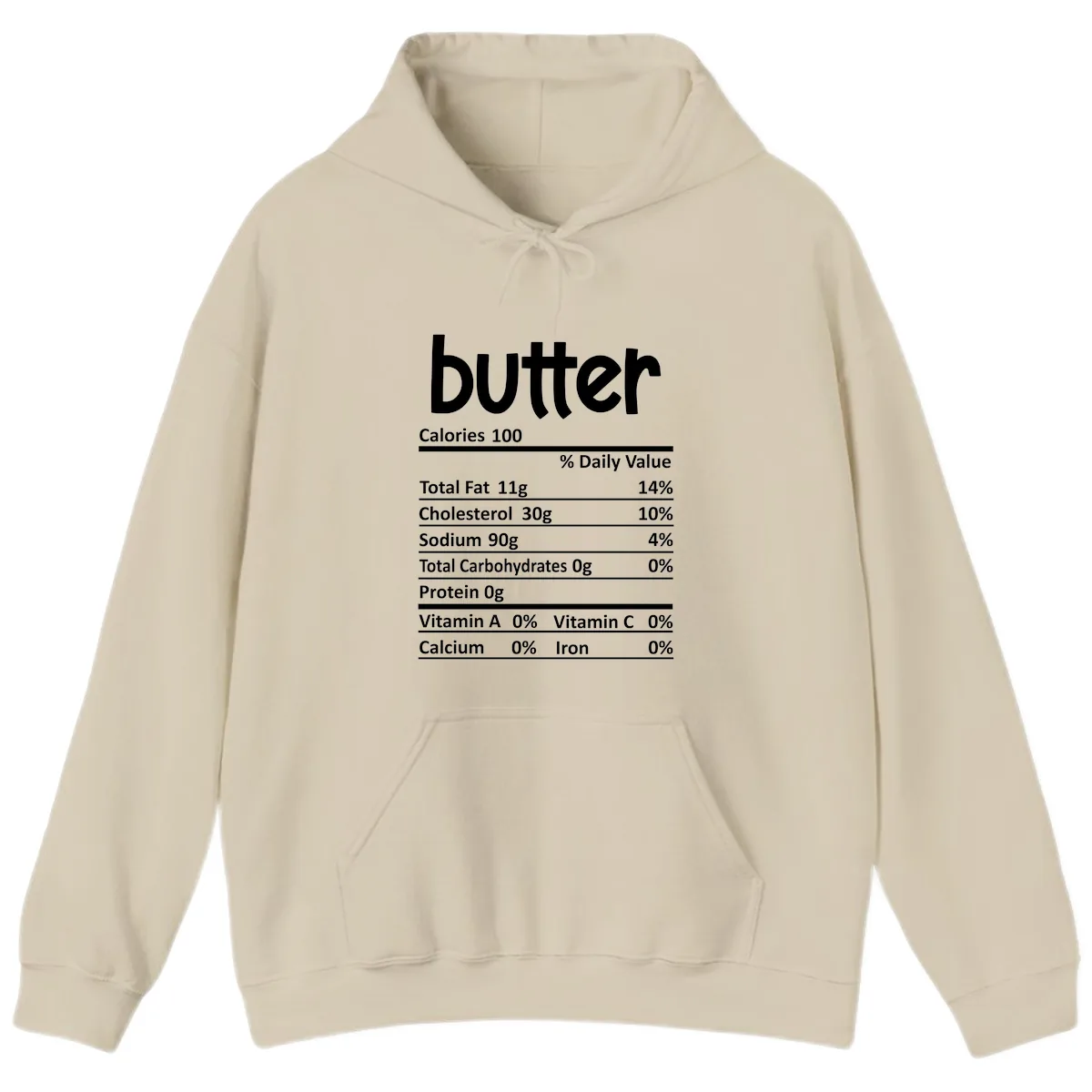 Butter Nutrition Facts Hoodie in Sand