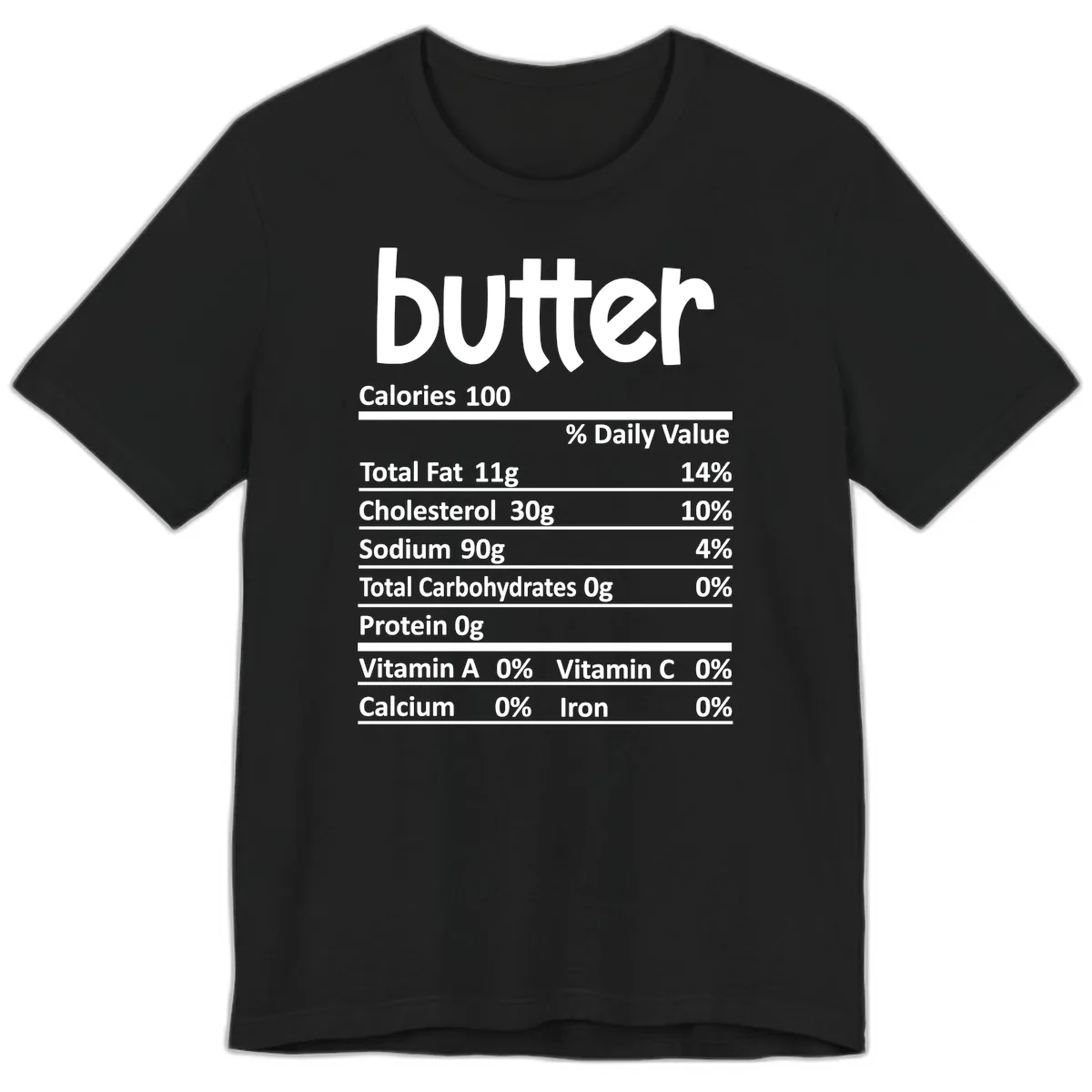 Butter Nutrition Facts Premium T-Shirt in Black
