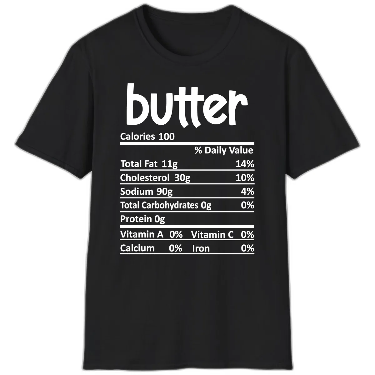 Butter Nutrition Facts T-Shirt in Black
