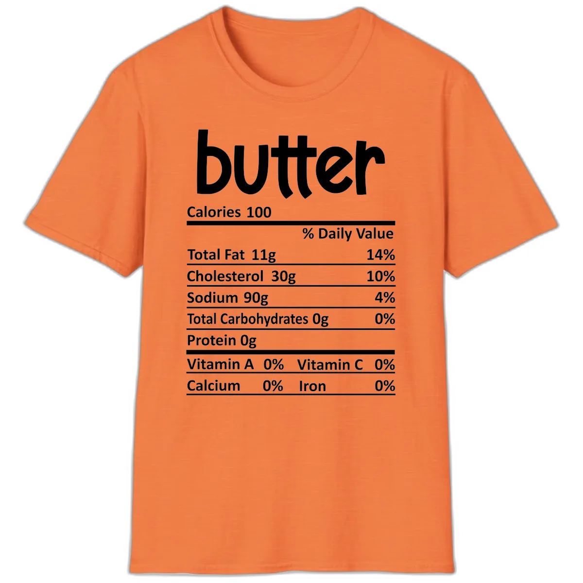 Butter Nutrition Facts T-Shirt in Heather Orange