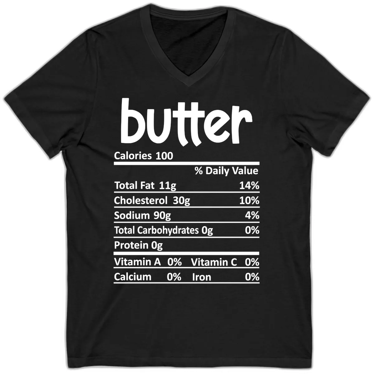 Butter Nutrition Facts V-Neck in Black